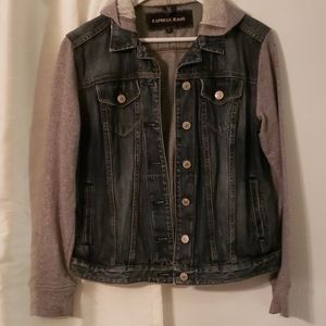 Express demim coat with built in sweatshirt